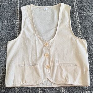 Cream Button-Down Women's Top size M